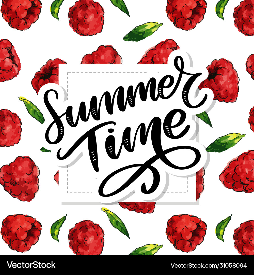 Raspberry Watercolor Pattern vector image