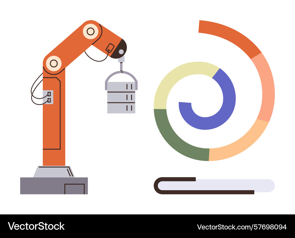 Robotic arm handling data with circular vector image