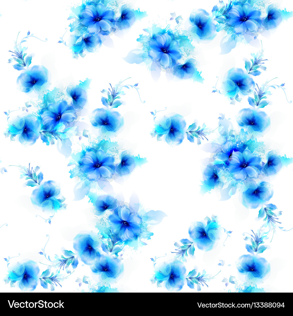 Seamless pattern with blue abstract flowers Seamless pattern with blue abstract flowers vector image