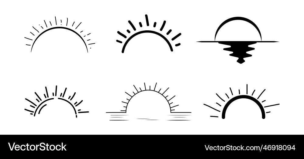 Sunset & Sunrise Silhouettes vector image