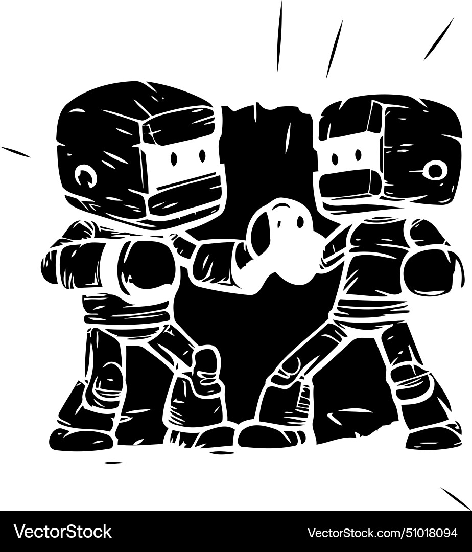 Two robots fighting with each other Vector Image