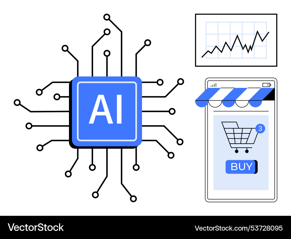 Artificial intelligence in e-commerce with graphs Artificial intelligence in e-commerce with graphs vector image