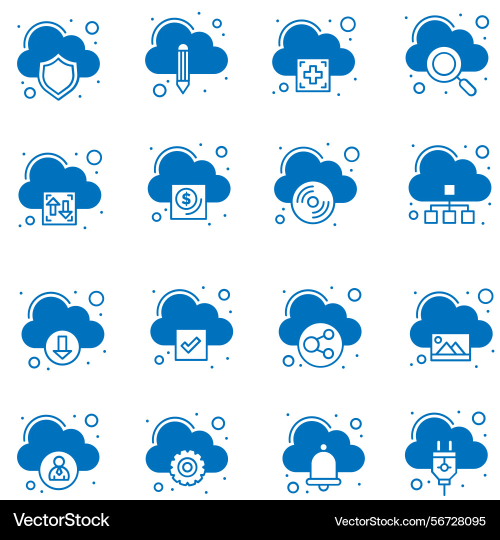 Clouds icons set of in different form Vector Image