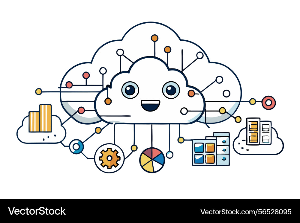 Digital cloud formed from a swirl of data Digital cloud formed from a swirl of data vector image