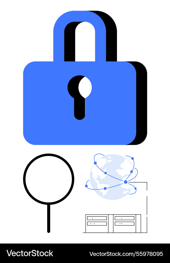 Digital security with padlock global network Digital security with padlock global network vector image