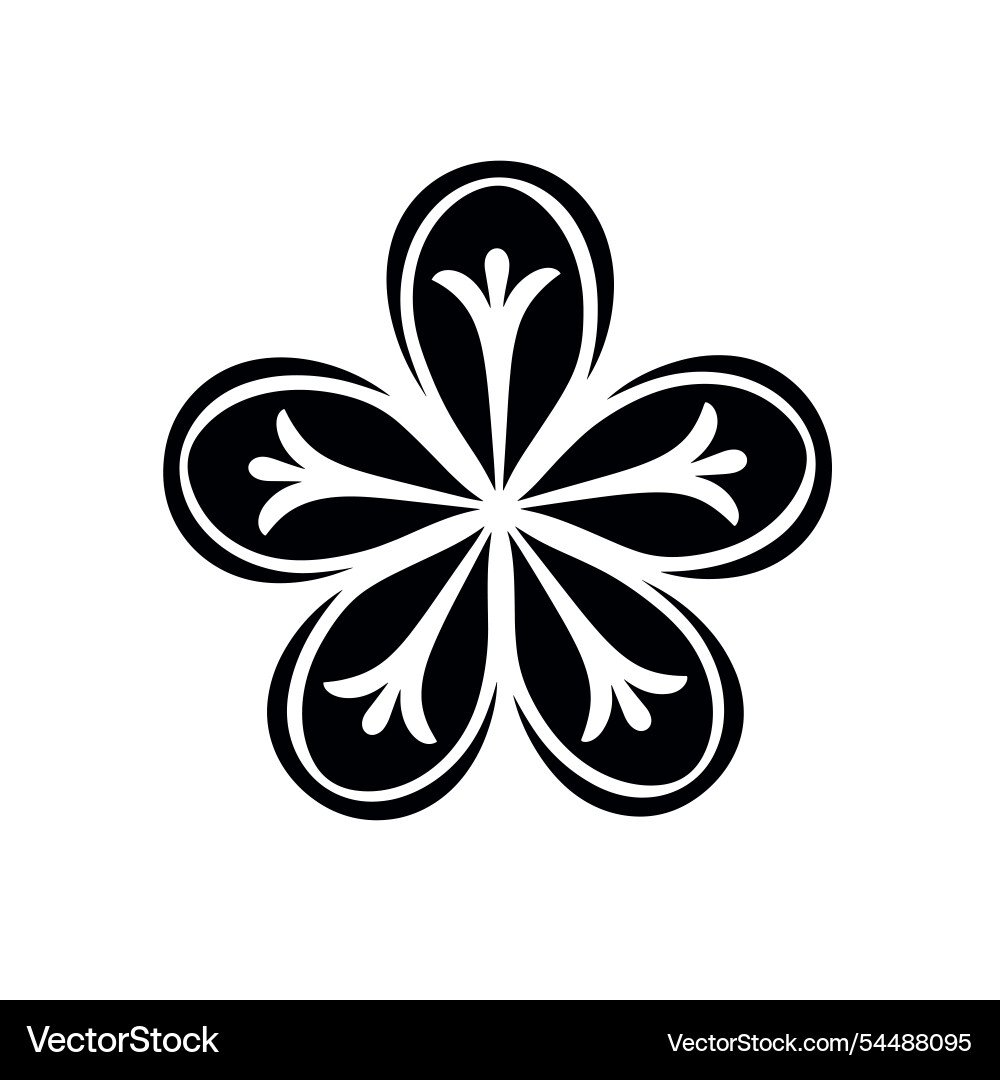 Flower design with intricate patterns in black Vector Image