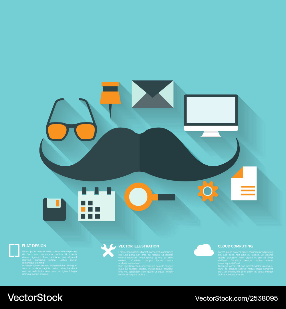 Hipster flat abstract background with web icons Vector Image