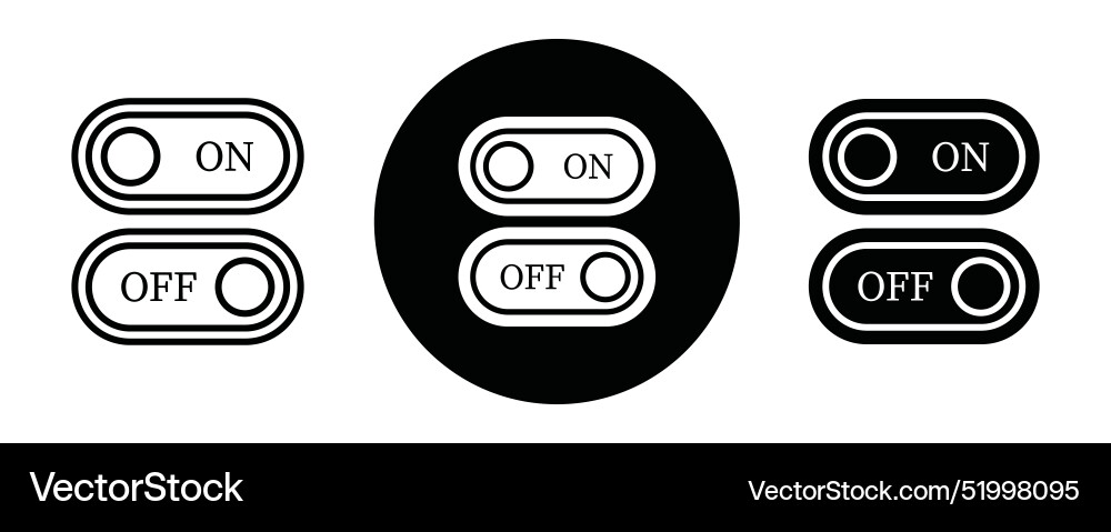 On off switch button slider toggle outline icon Vector Image