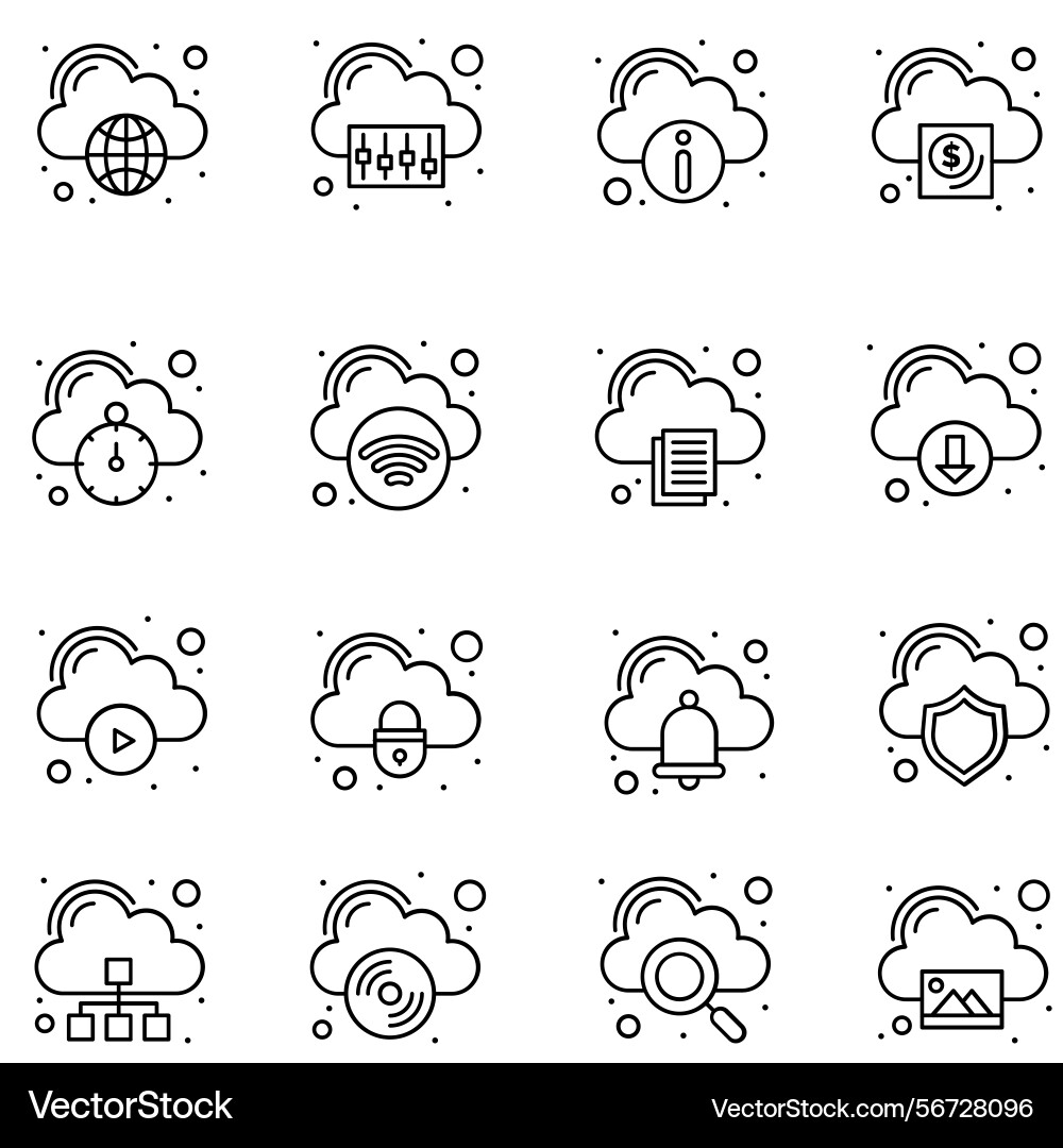 Clouds icons set of in different form Vector Image