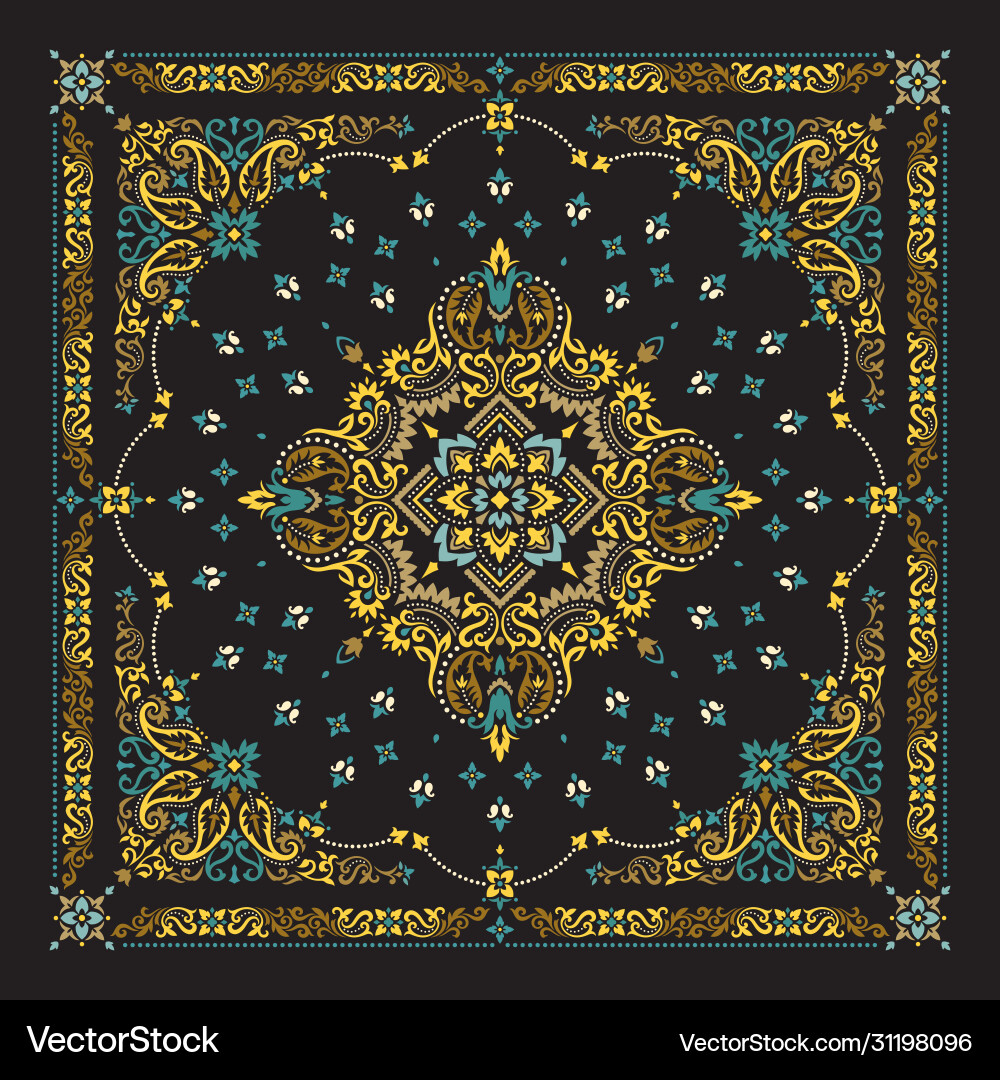 Floral Paisley Bandana Print Vector Image