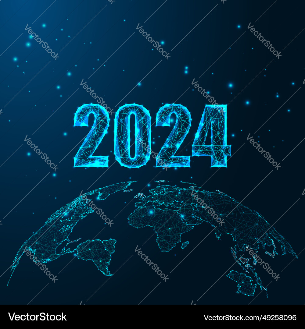 Futuristic 2024 web banner with 2023 digits Futuristic 2024 web banner with 2023 digits vector image