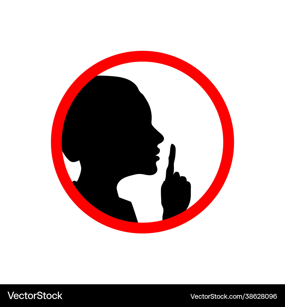 Girl face profile with hand shhh forbidden icon Girl face profile with hand shhh forbidden icon vector image