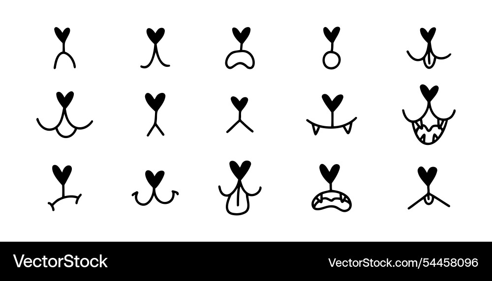 Hand drawn doodle pet mouth dog or cat face Hand drawn doodle pet mouth dog or cat face Vector Image