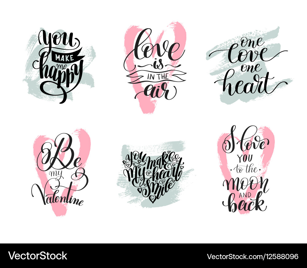Handwritten Love Lettering Set Vector Image