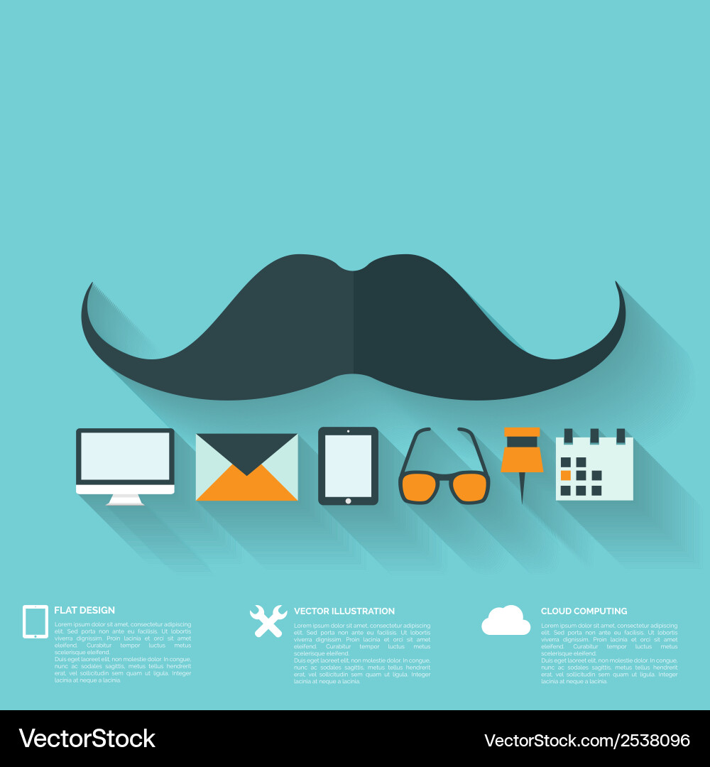 Hipster flat abstract background with web icons vector image
