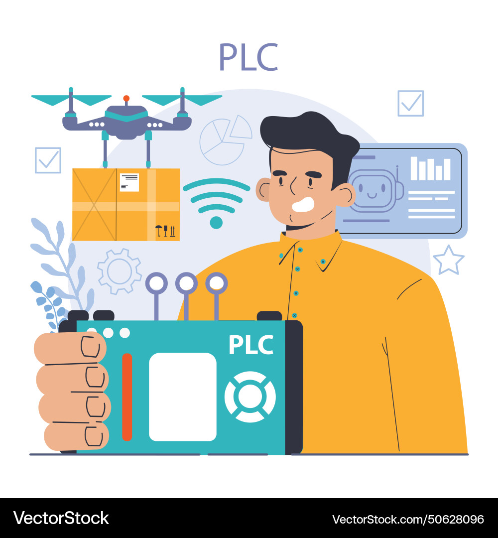 Robotic manufacture automated systems or ai Robotic manufacture automated systems or ai Vector Image