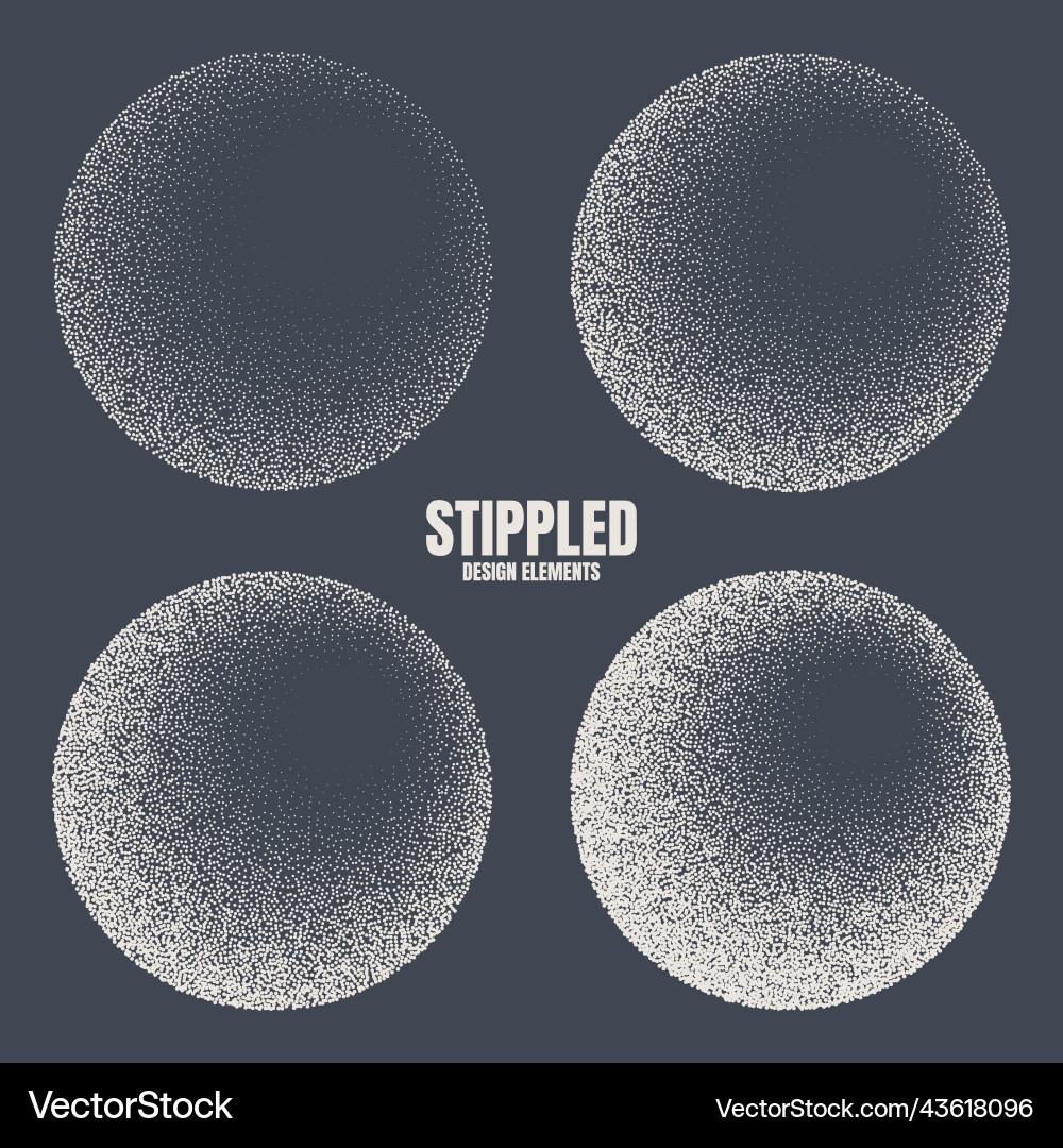 Round shaped dotted objects stipple elements Round shaped dotted objects stipple elements vector image