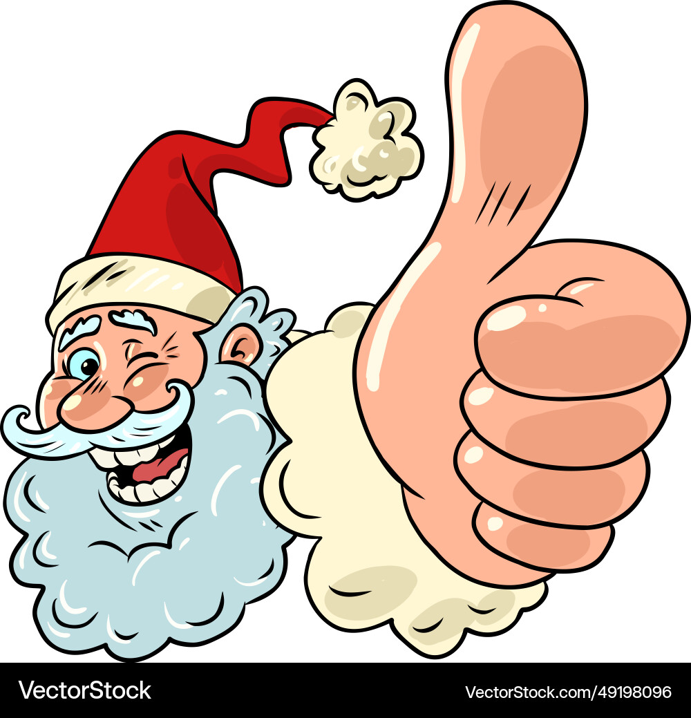 Santa claus shows thumbs up approval of actions Santa claus shows thumbs up approval of actions Vector Image