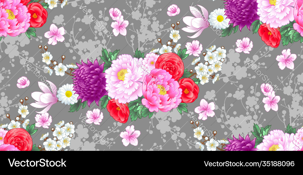 Seamless pattern with peonies Vector Image