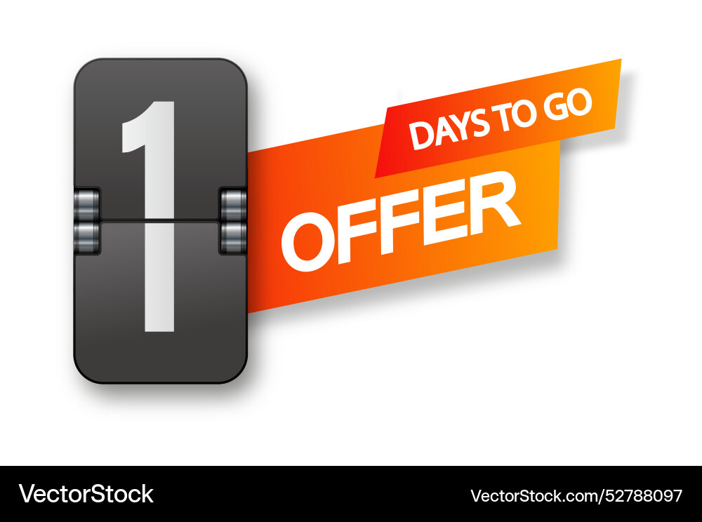 1 days to go icon set countdown of remaining Vector Image