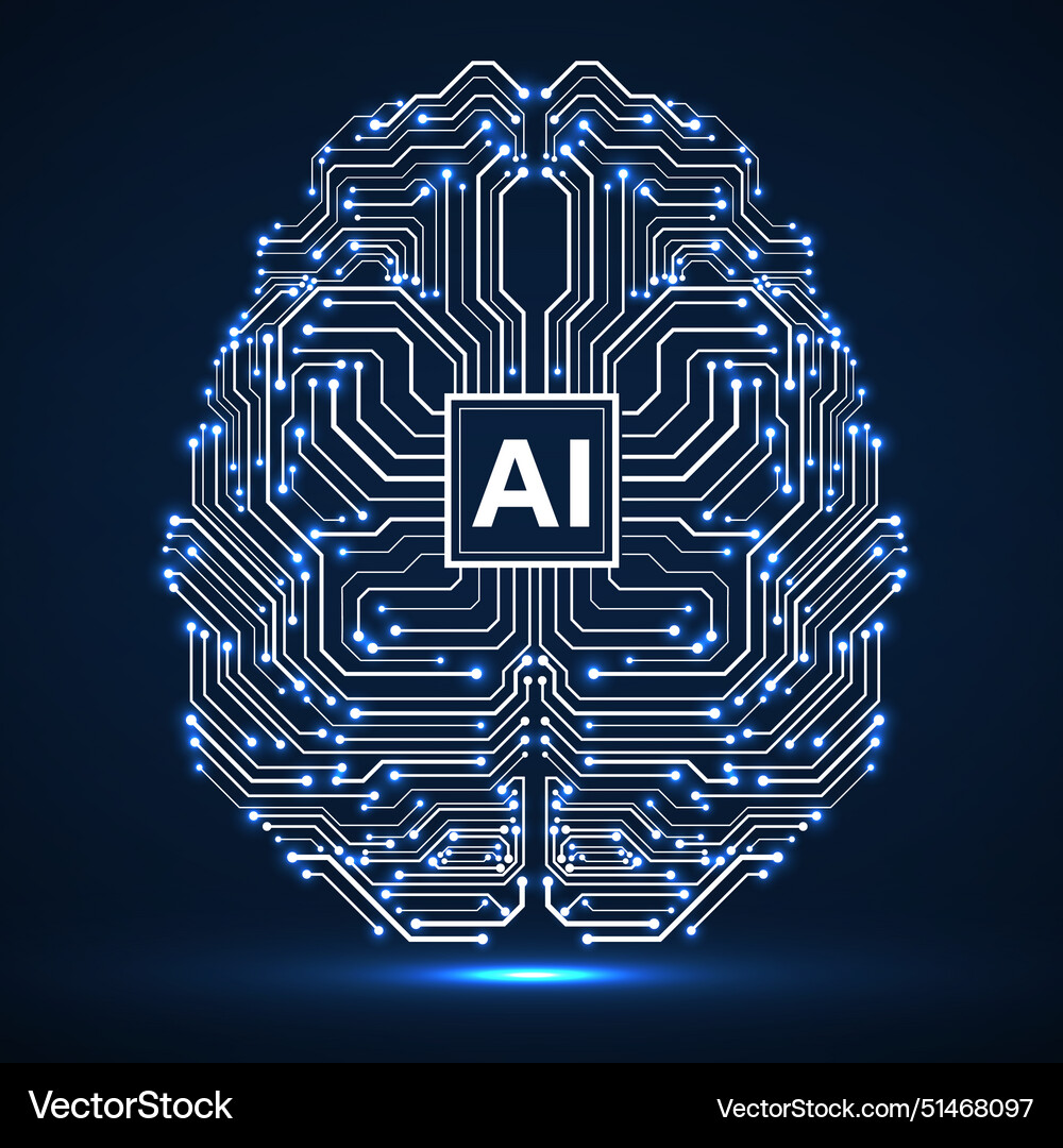 Abstract technological brain with artificial vector image