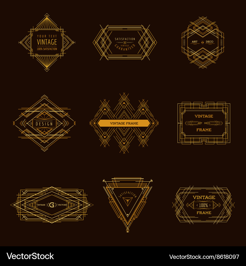 Art Deco Frames & Geometric Patterns Vector Image
