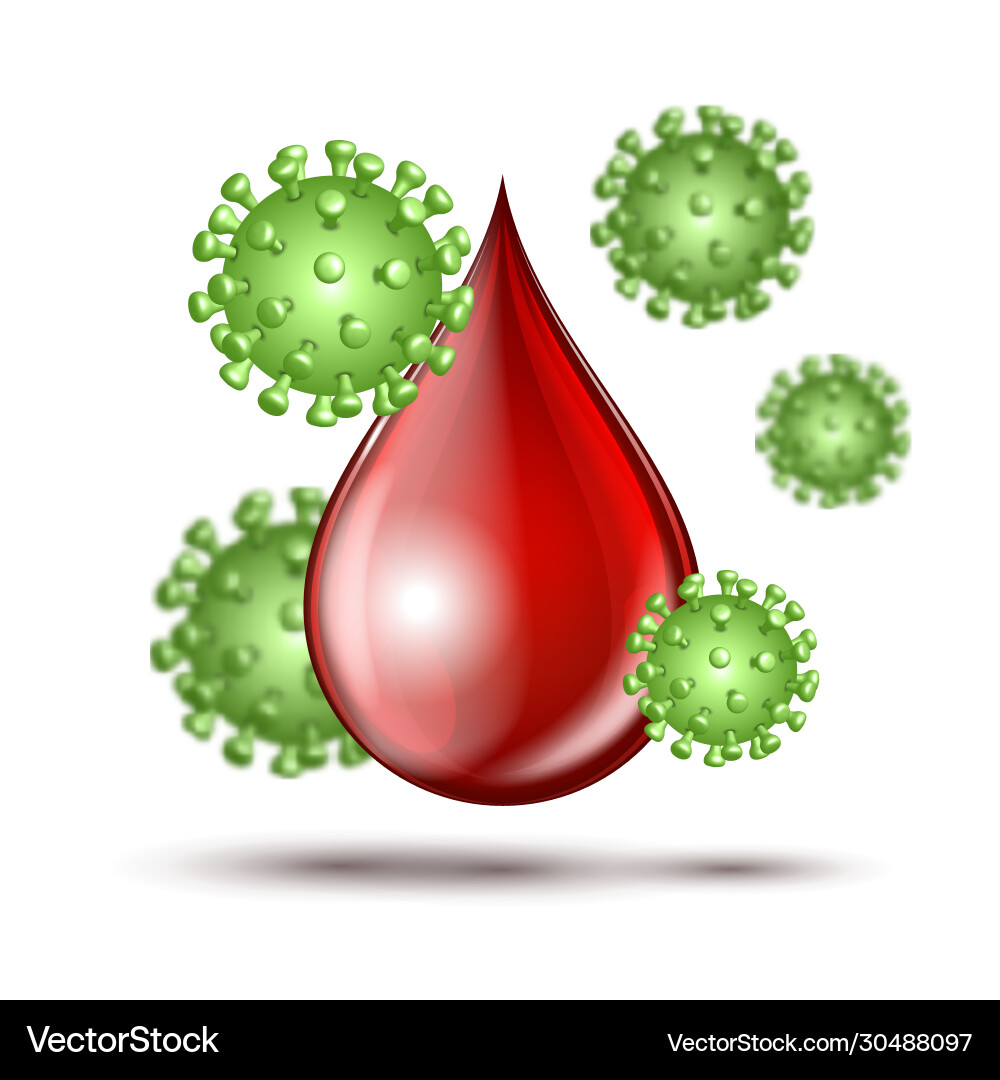 Blood testing concept with drop and virus Blood testing concept with drop and virus vector image