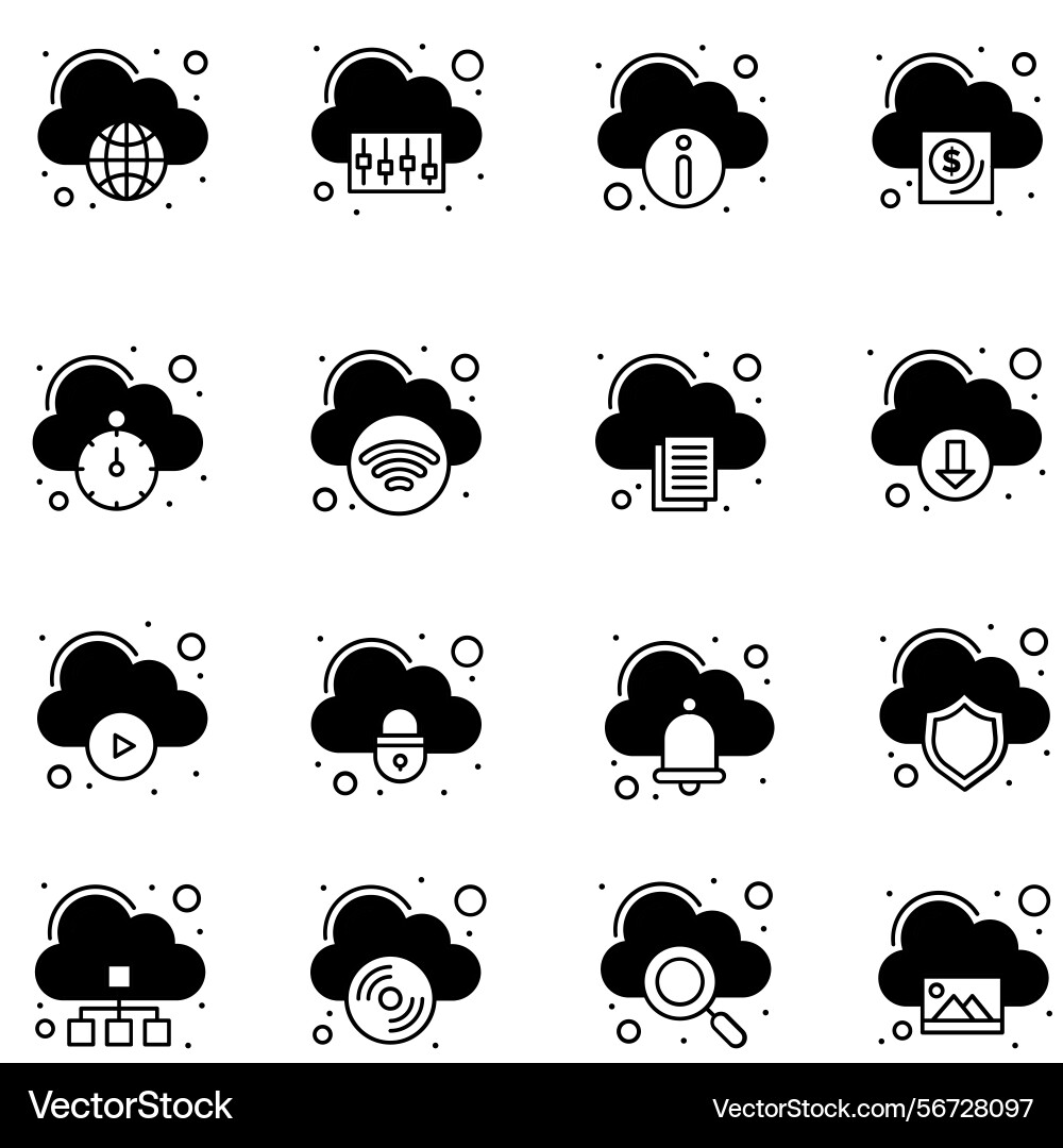 Clouds icons set of in different form Vector Image