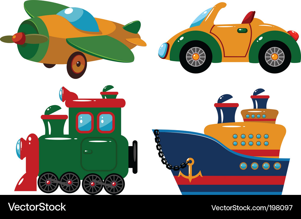 Cute Transport Vehicles Vector Image