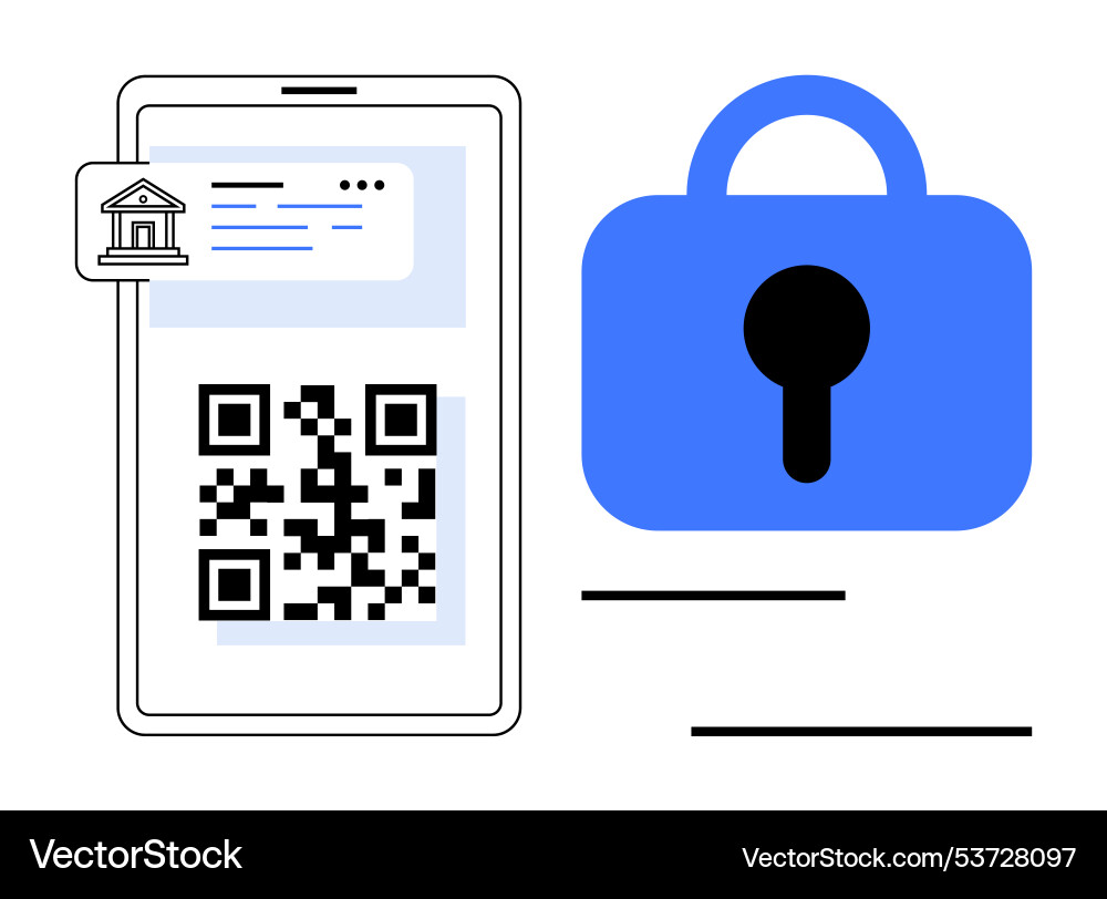 Digital security for banking with qr code and lock Digital security for banking with qr code and lock vector image
