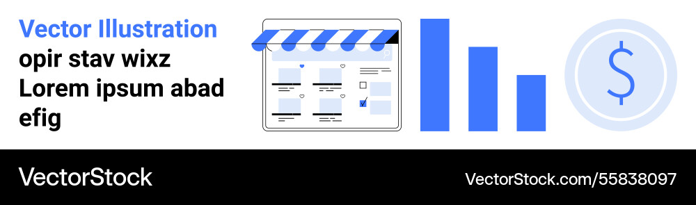 E-commerce website design with bar graph E-commerce website design with bar graph Vector Image