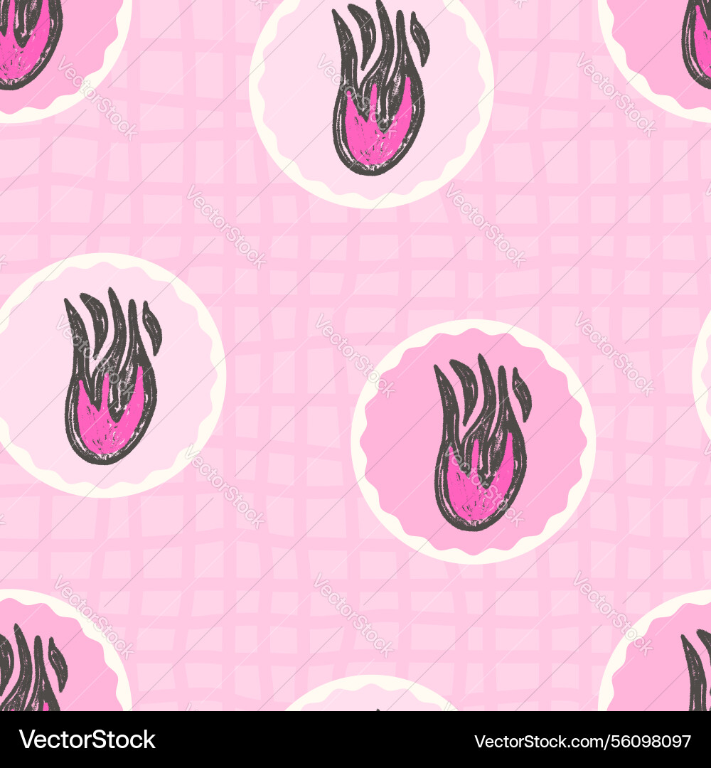 Fire seamless pattern flame on circle frame Fire seamless pattern flame on circle frame vector image