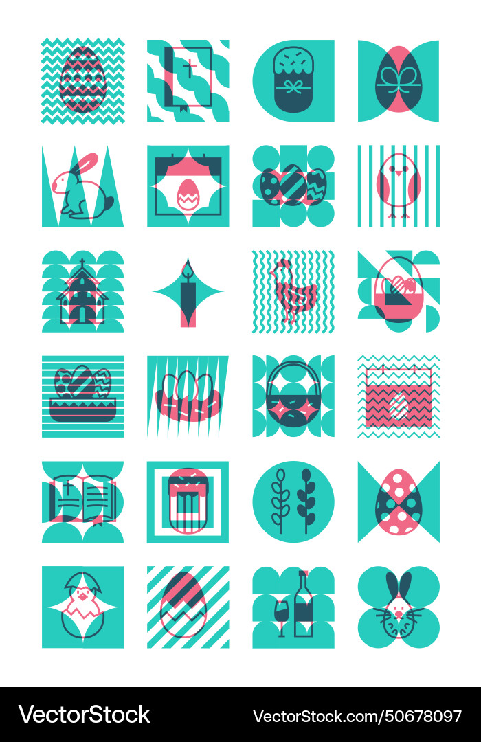 Happy easter flat line poster Royalty Free Vector Image