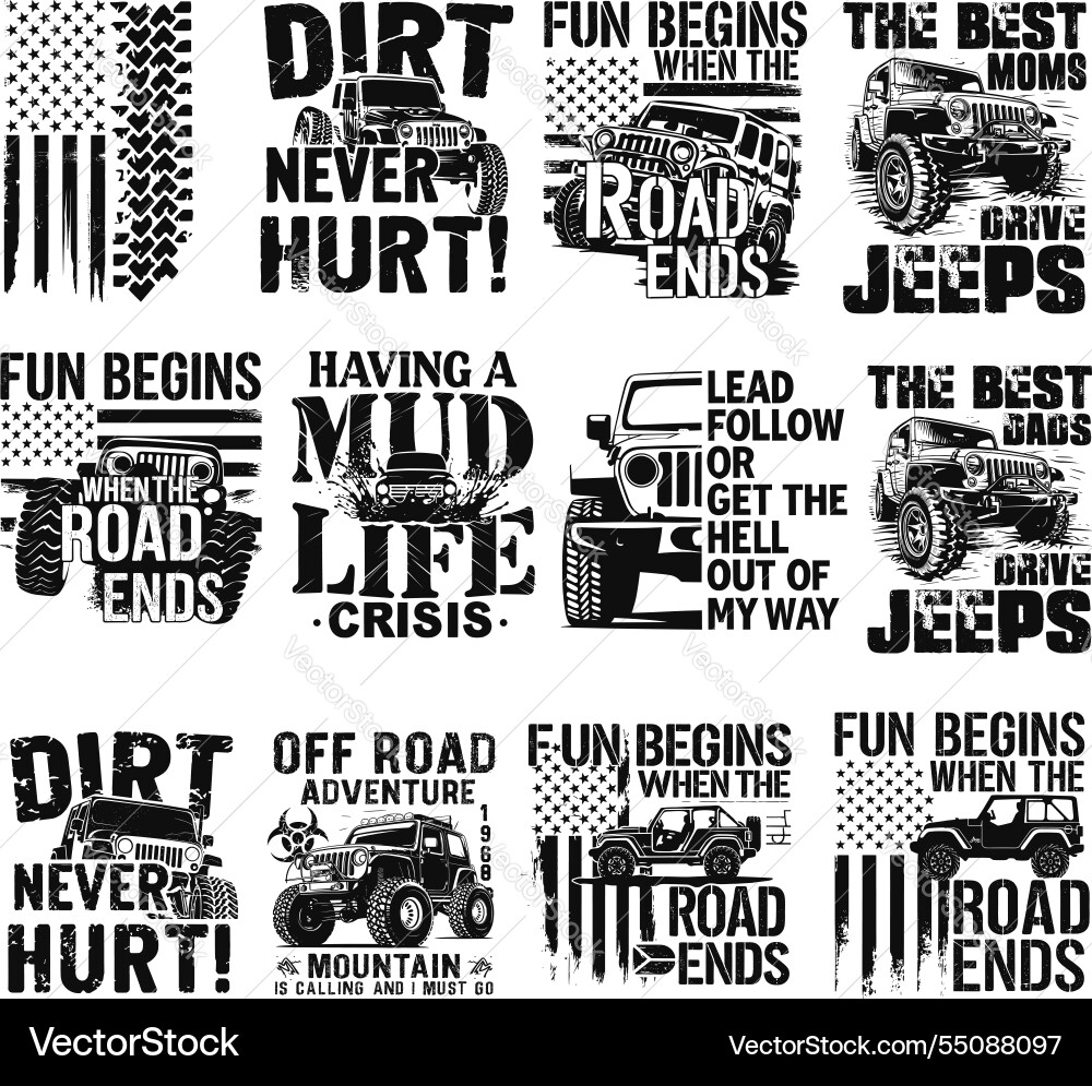 Offroad Jeep T-Shirt Designs Vector Image