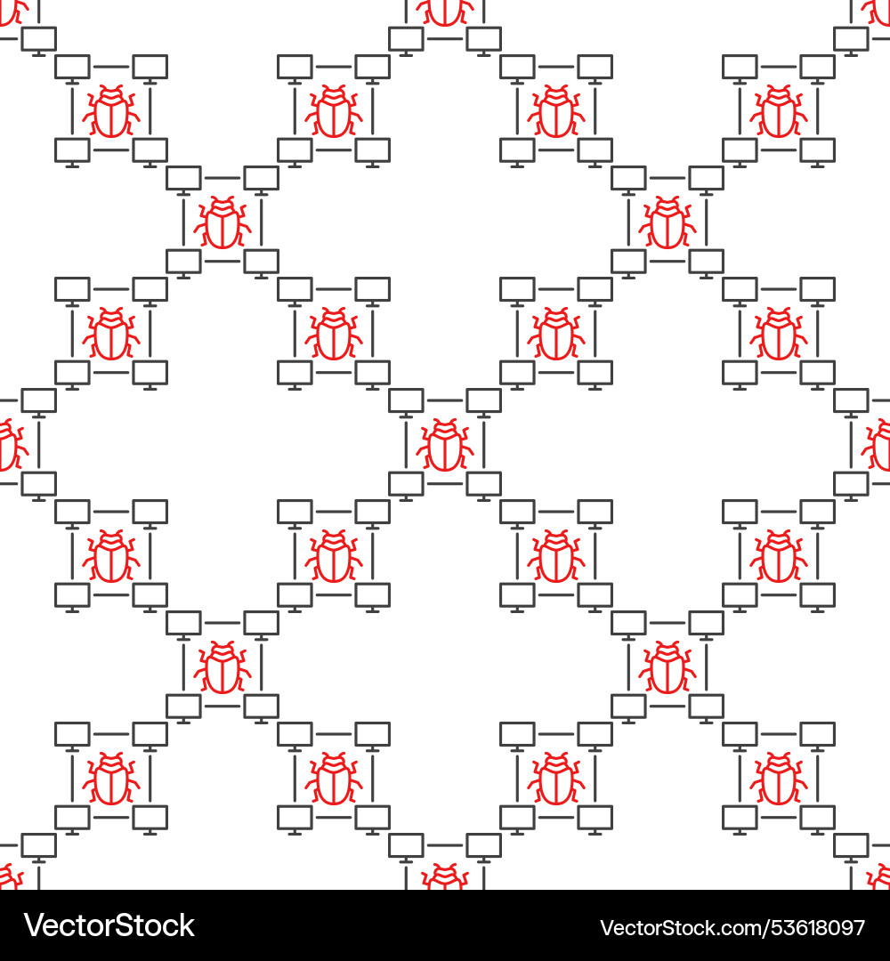 Pc bug minimal seamless pattern in thin line style vector image