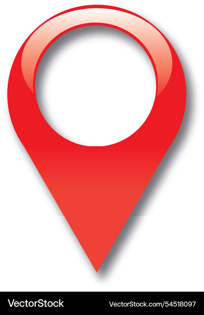 Red map pointer 3d icon with shadow vector image