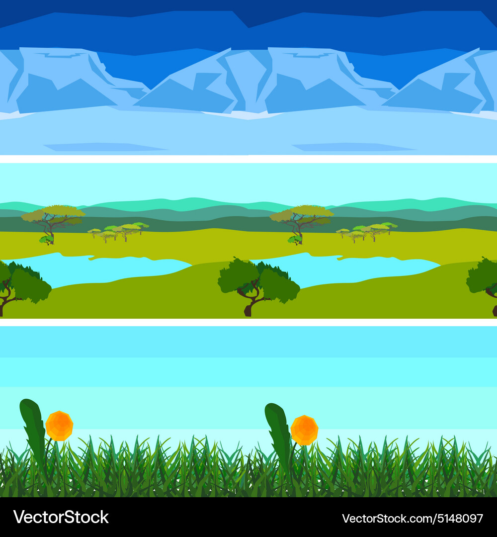 Set nature backgrounds horizontal tile patterns Vector Image