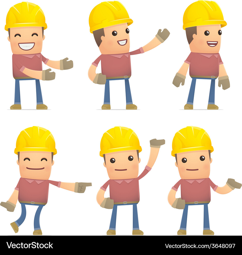 Set of builder character in different poses Vector Image
