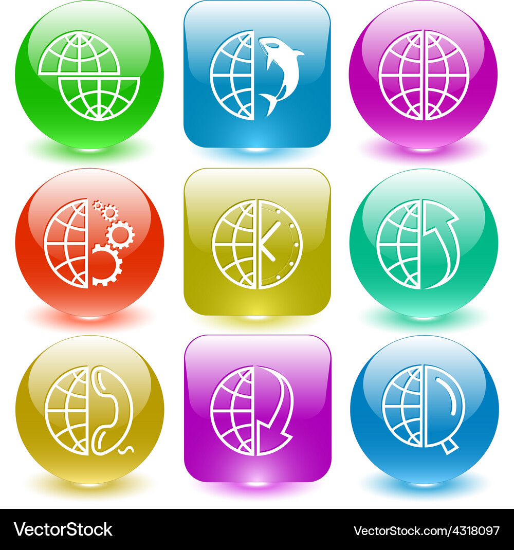 Shift globe and shamoo gears clock Vector Image