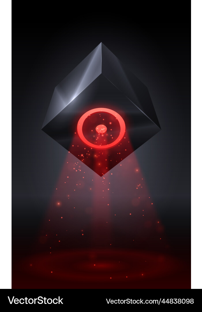 Abstract black cube with red light effect Abstract black cube with red light effect vector image