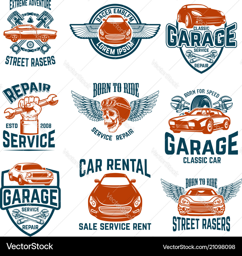 Car Repair & Garage Emblems vector image