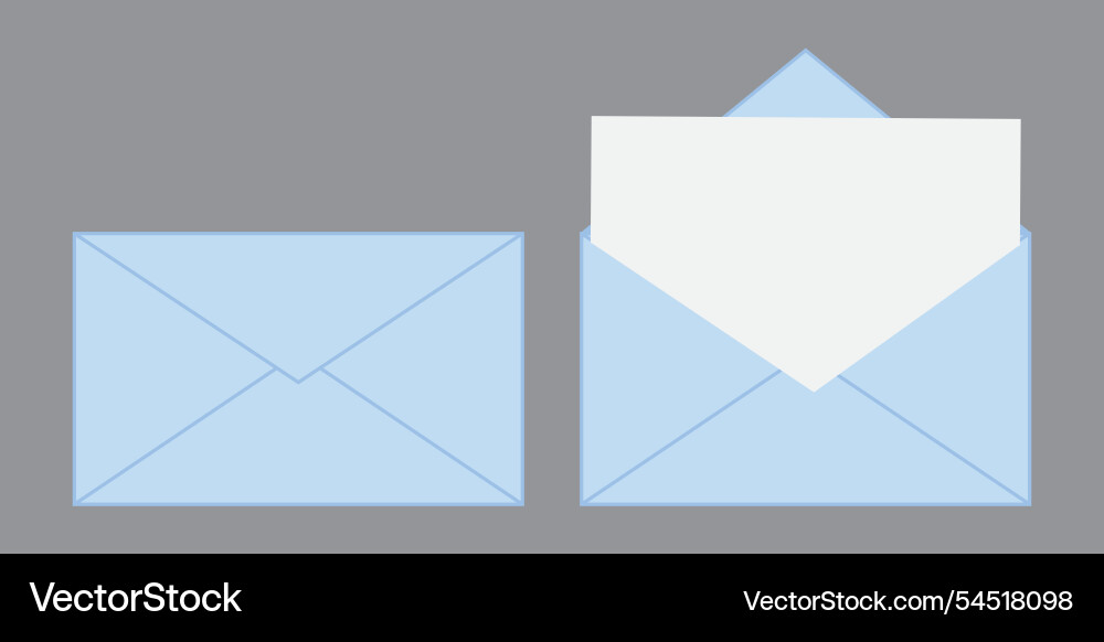 Closed and open envelopes with blank paper vector image