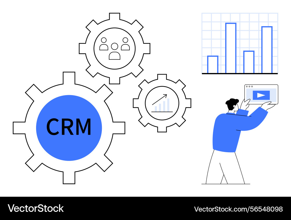 Crm-Systemintegration mit Datenvisualisierung Crm-Systemintegration mit Datenvisualisierung vektorbild