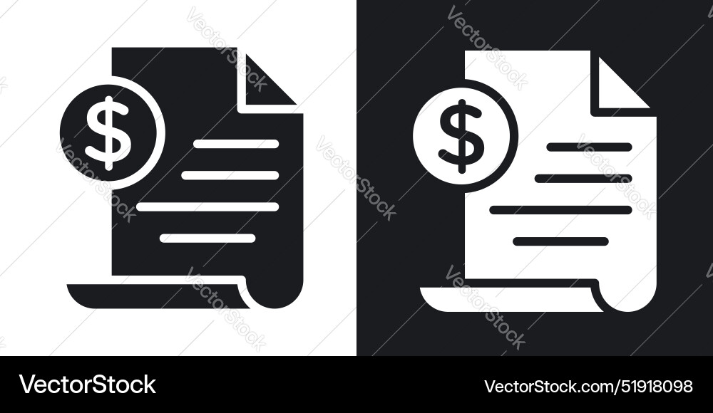 File invoice icon set in solid black and white Vector Image