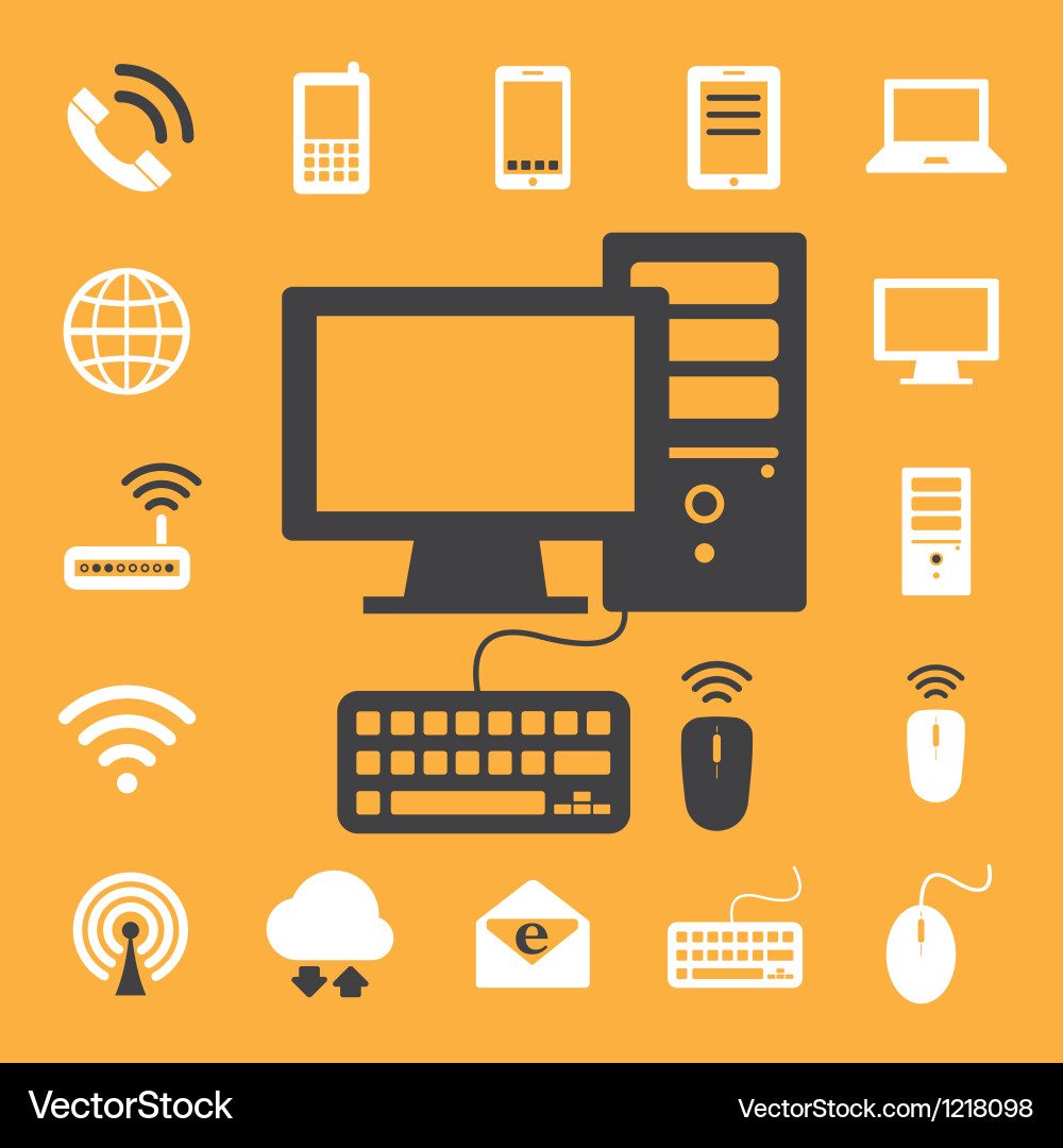 Mobile & Computer Network Icons vector image