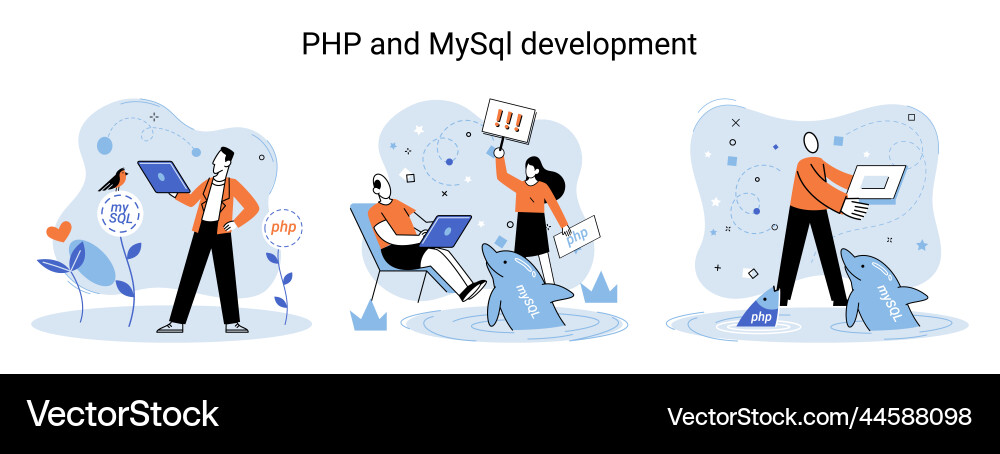 Php und mysql Entwicklungssoftware Webseite Php und mysql Entwicklungssoftware Webseite vektorbild