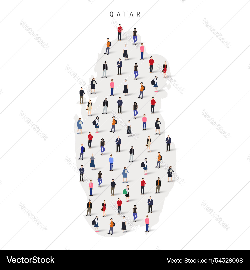 Qatar population map large group of people Vector Image