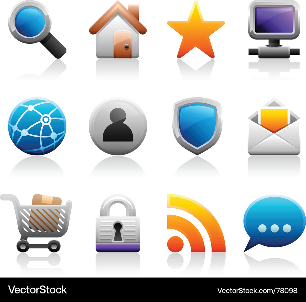 Web & Internet Icon Set Vector Image