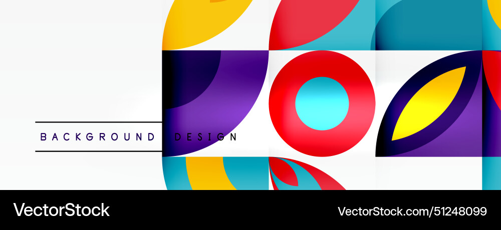A colorful background with circles and squares Vector Image