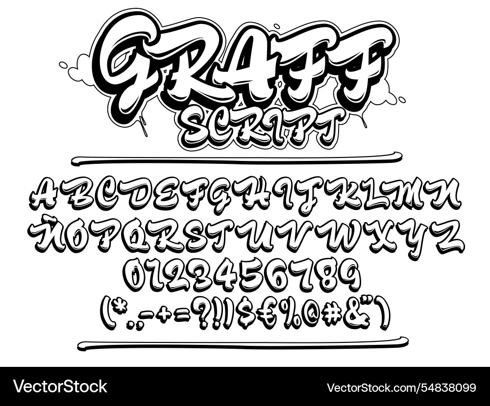 Bold Graffiti Script Font - Uppercase vector image